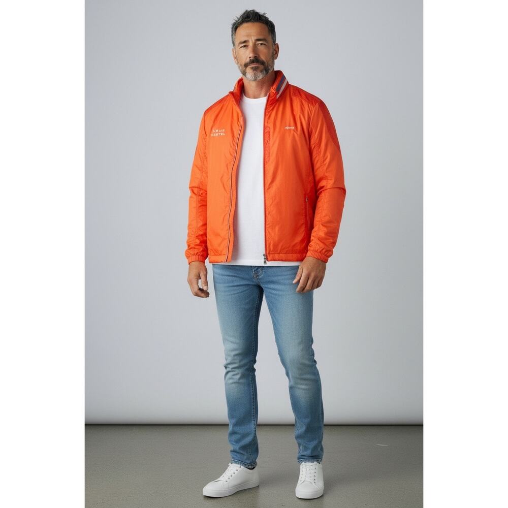 Louis Castel Golf Jacket Men Small Orange Activewear Full Zip Track Packable